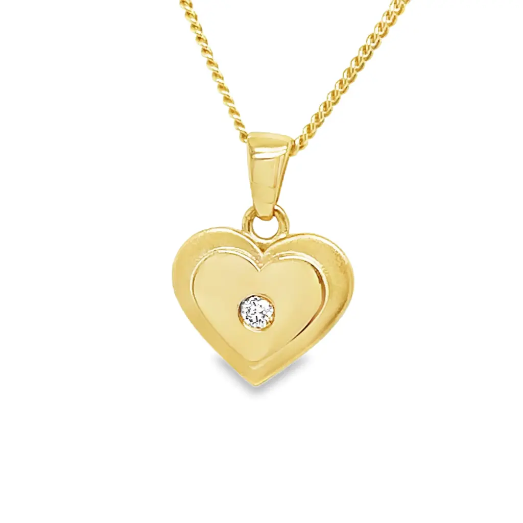 Geelgouden hanger Hart met 0,025 karaat diamant