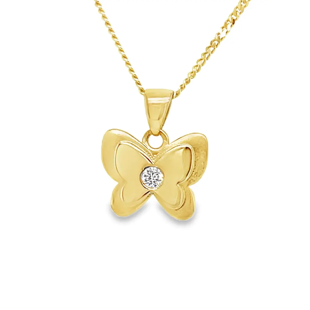 Geelgouden hanger Vlinder met 0,025 karaat diamant