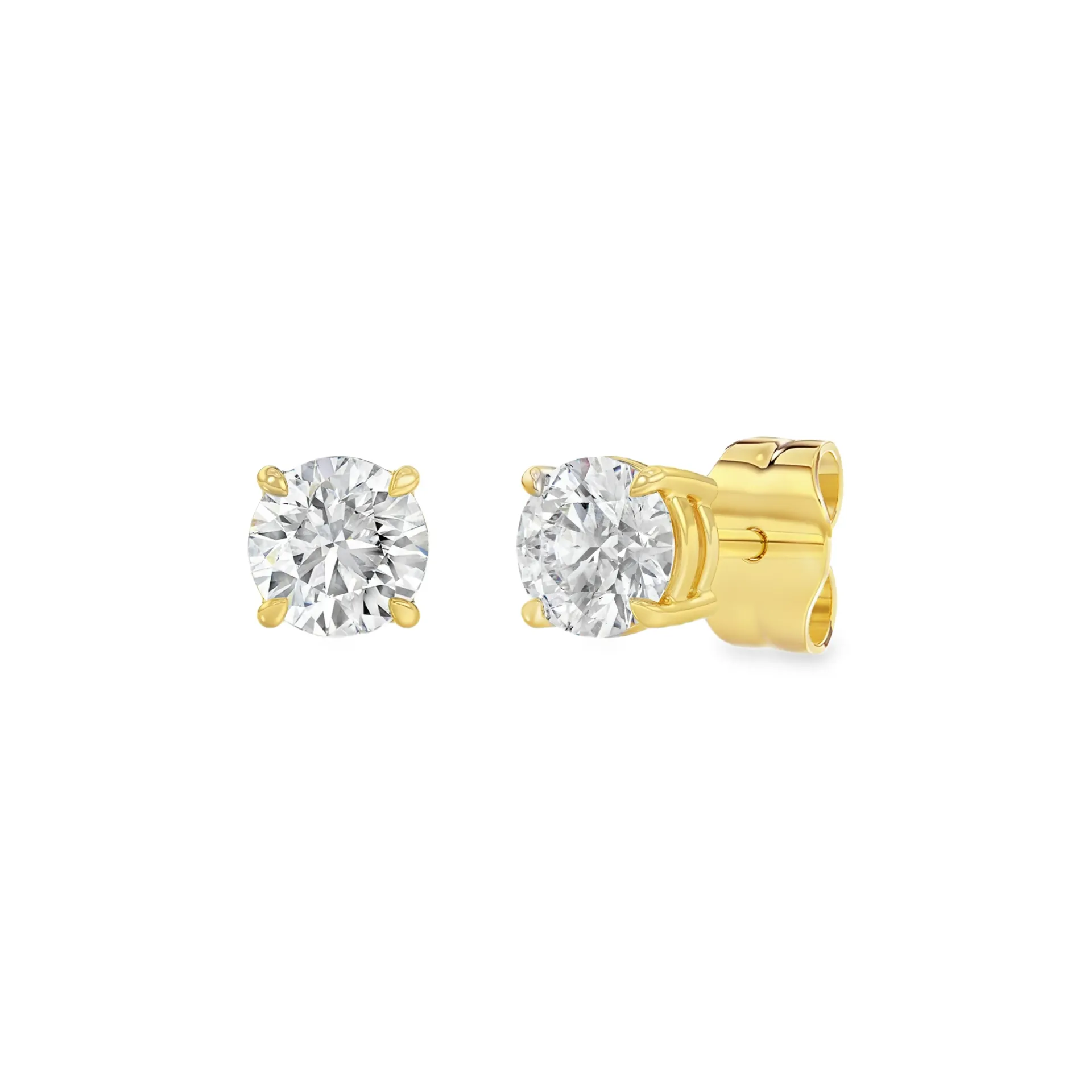 [GOL2435] Geelgouden oorstekers met 1,00ct Labgrown diamant