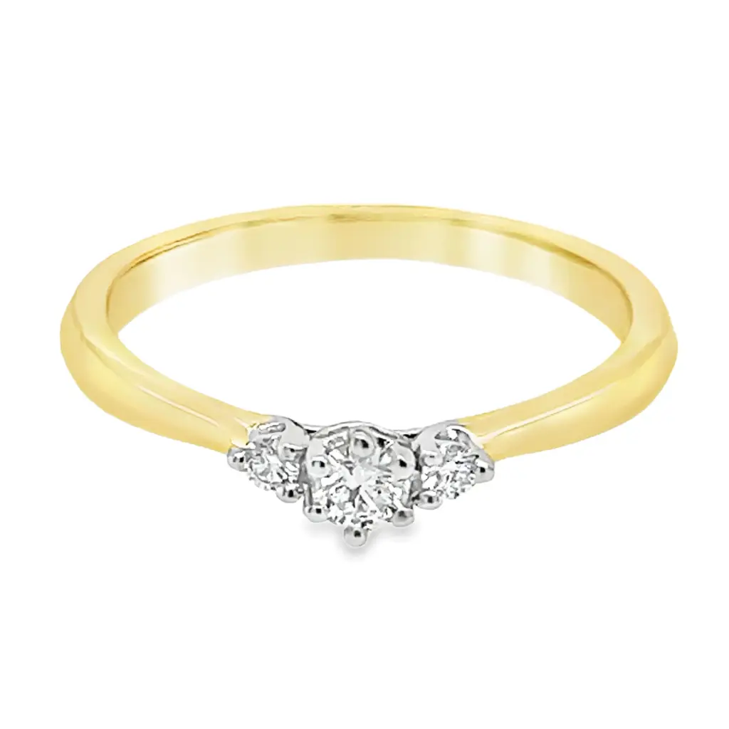 [GRE2415-52] Bicolor gouden ring met Diamant 0,145 karaat (16,5 / 52)