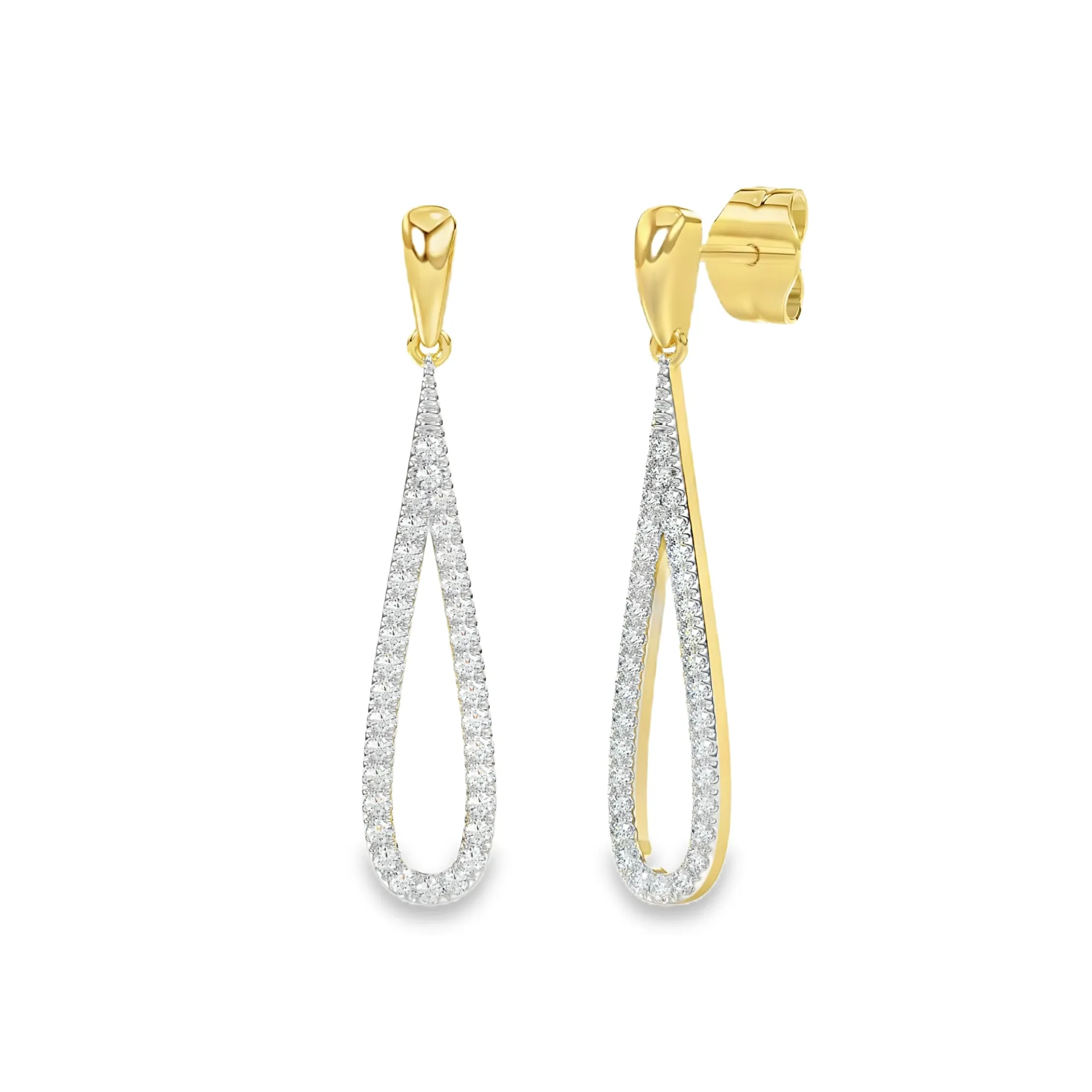 [GOL2460] Geelgouden oorhangers met 0,34ct Labgrown diamant