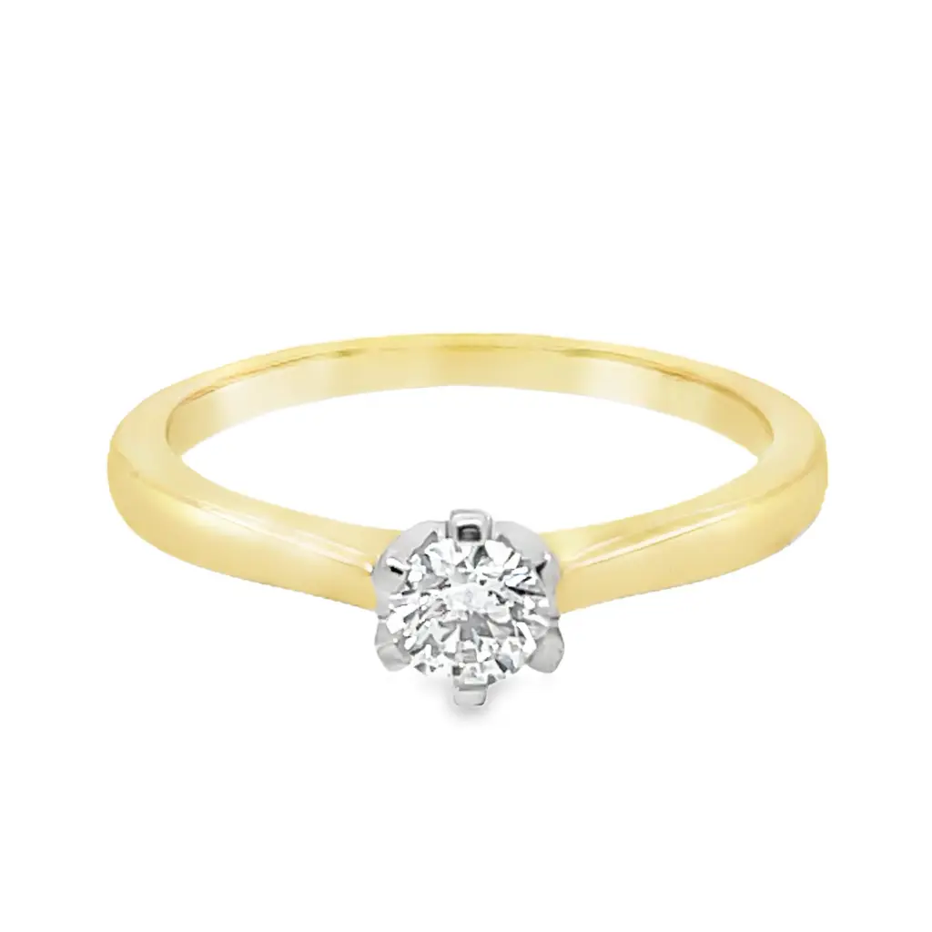 [GRL2388-52] Geelgouden solitairring met 0,30ct Labgrown diamant (16,5 / 52)