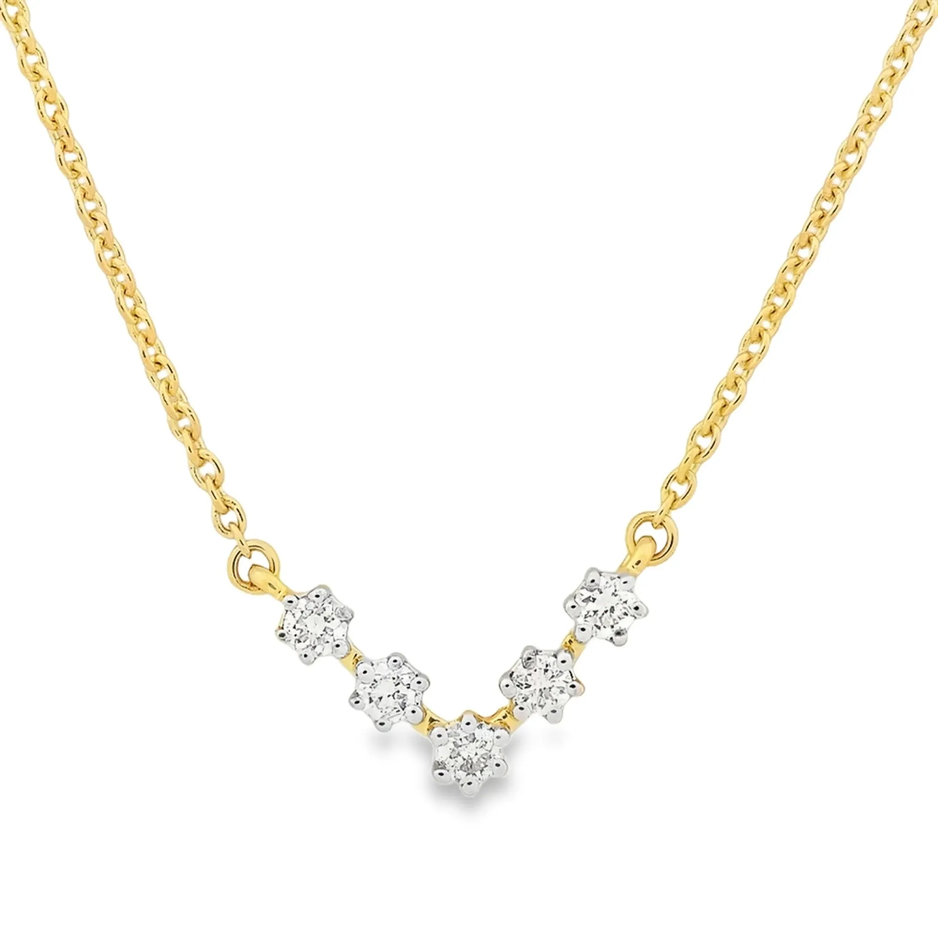 [GCE2394-45] Geelgouden collier met 0,11ct Diamant