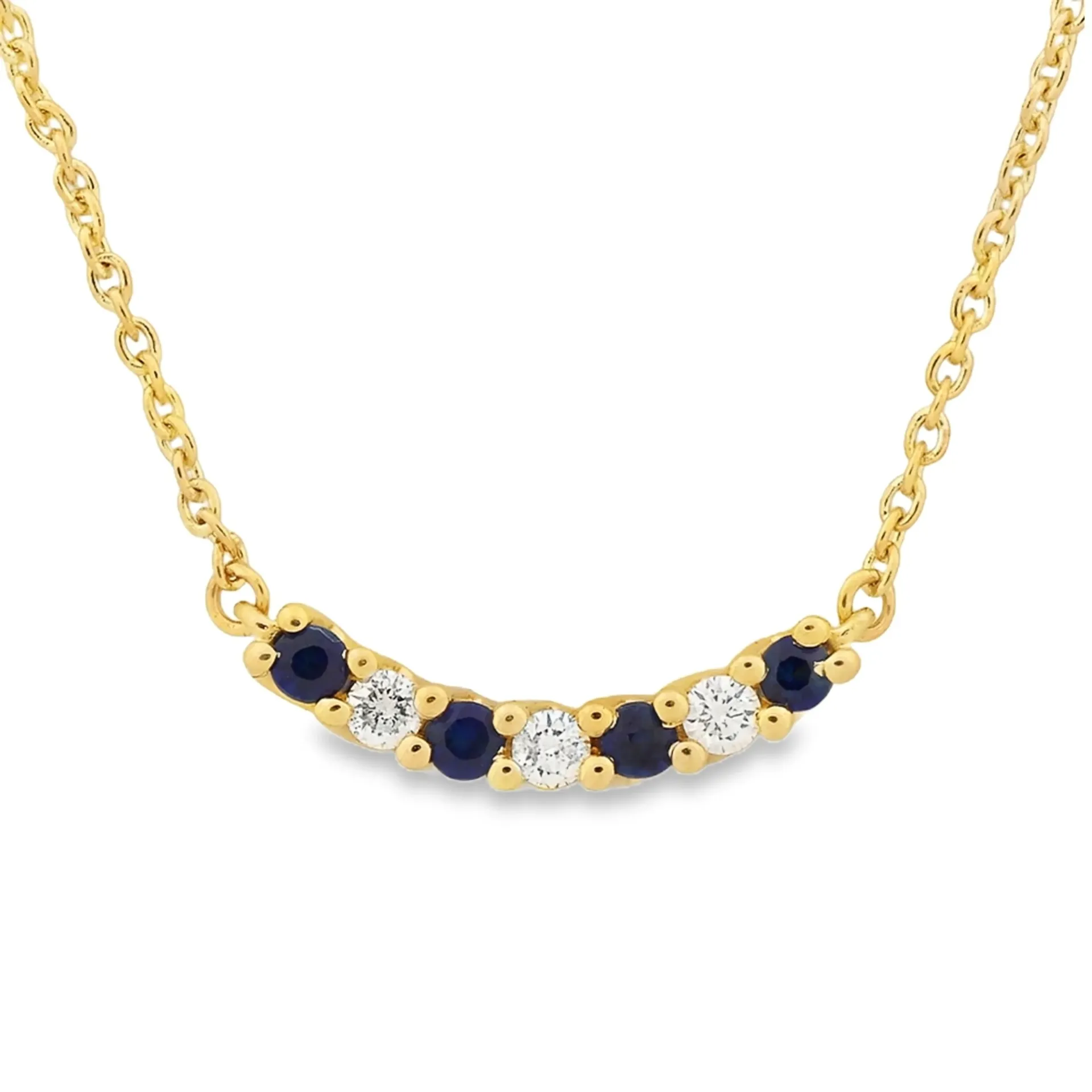 [GCE2478-45] Geelgouden collier met Saffier en 0,06ct Diamant