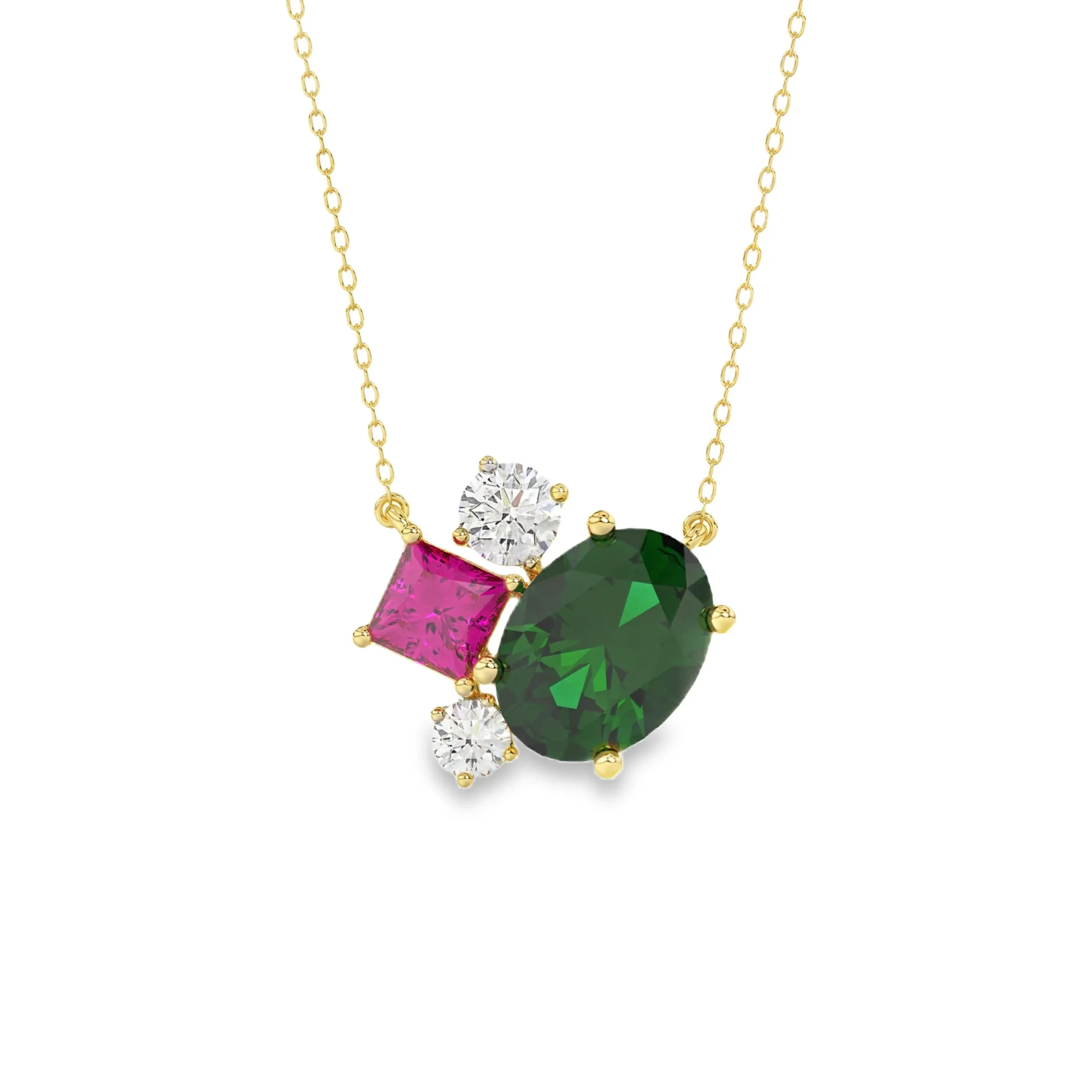 Geelgouden collier met 1,70ct gekleurde Labgrown diamant