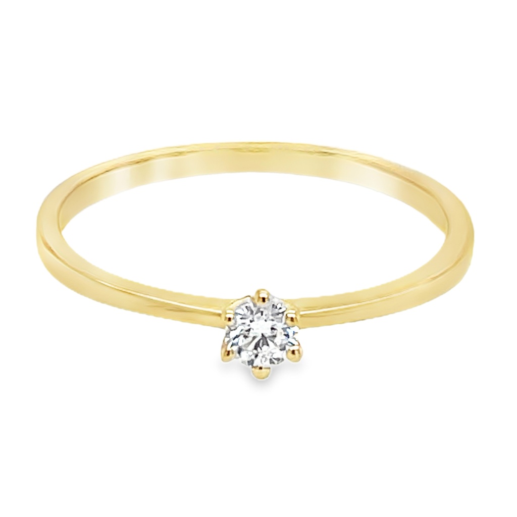 Geelgouden Solitairring met 0,10ct Diamant