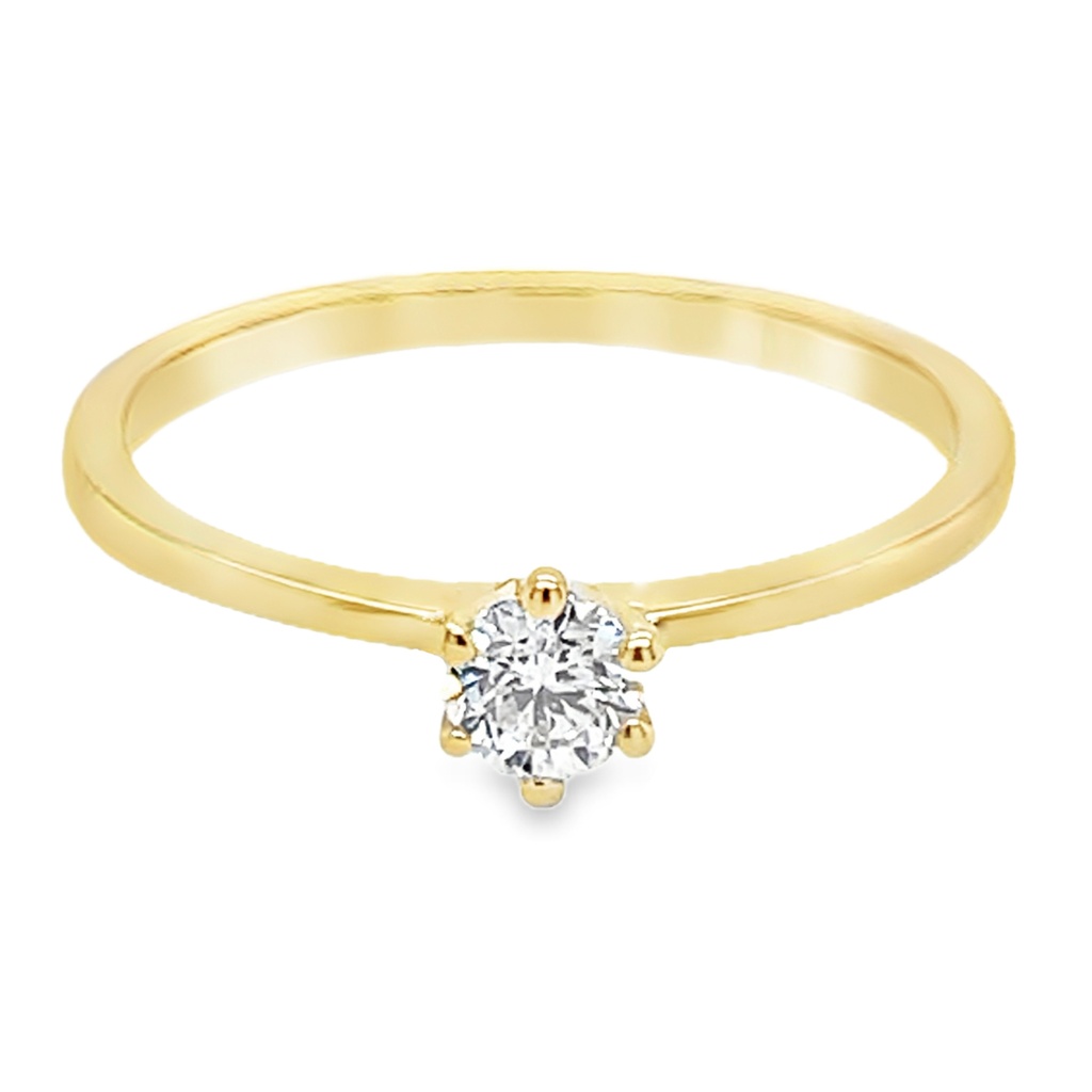 [GRE2380-52] Geelgouden Solitairring met Diamant 0,30 karaat (16,5 / 52)