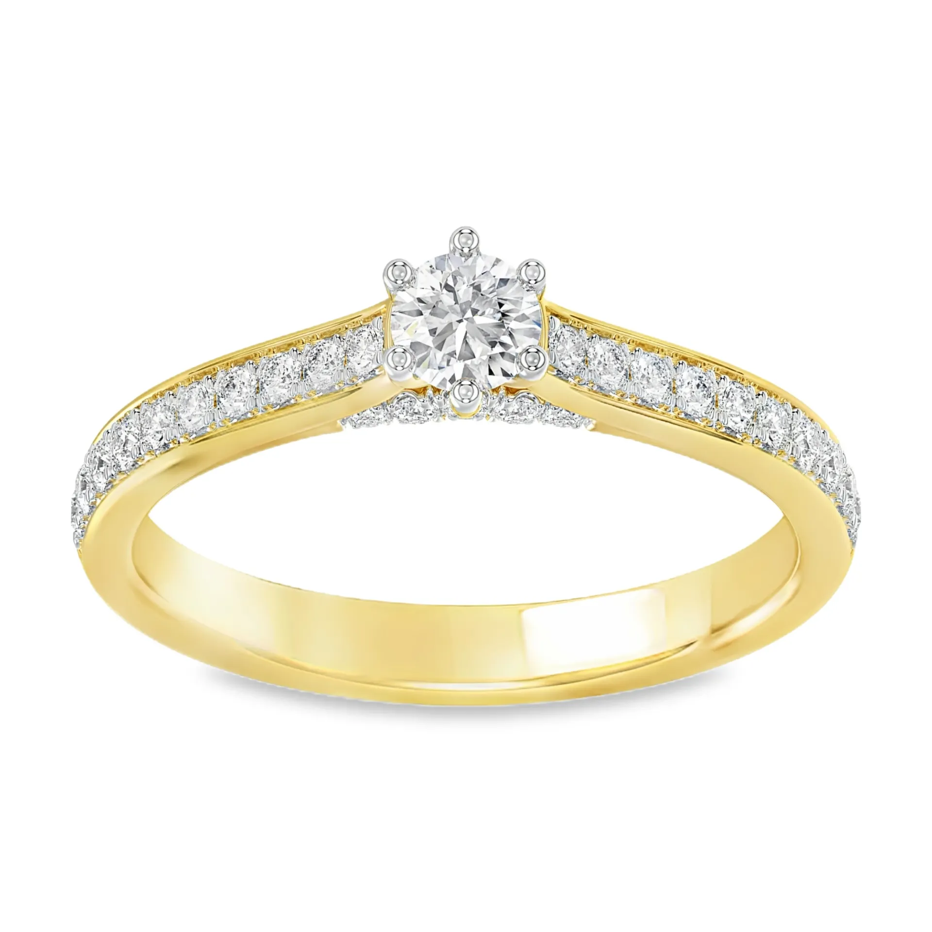 [GRL2470-52] Geelgouden ring met 0,50ct Labgrown diamant (16,5 / 52)