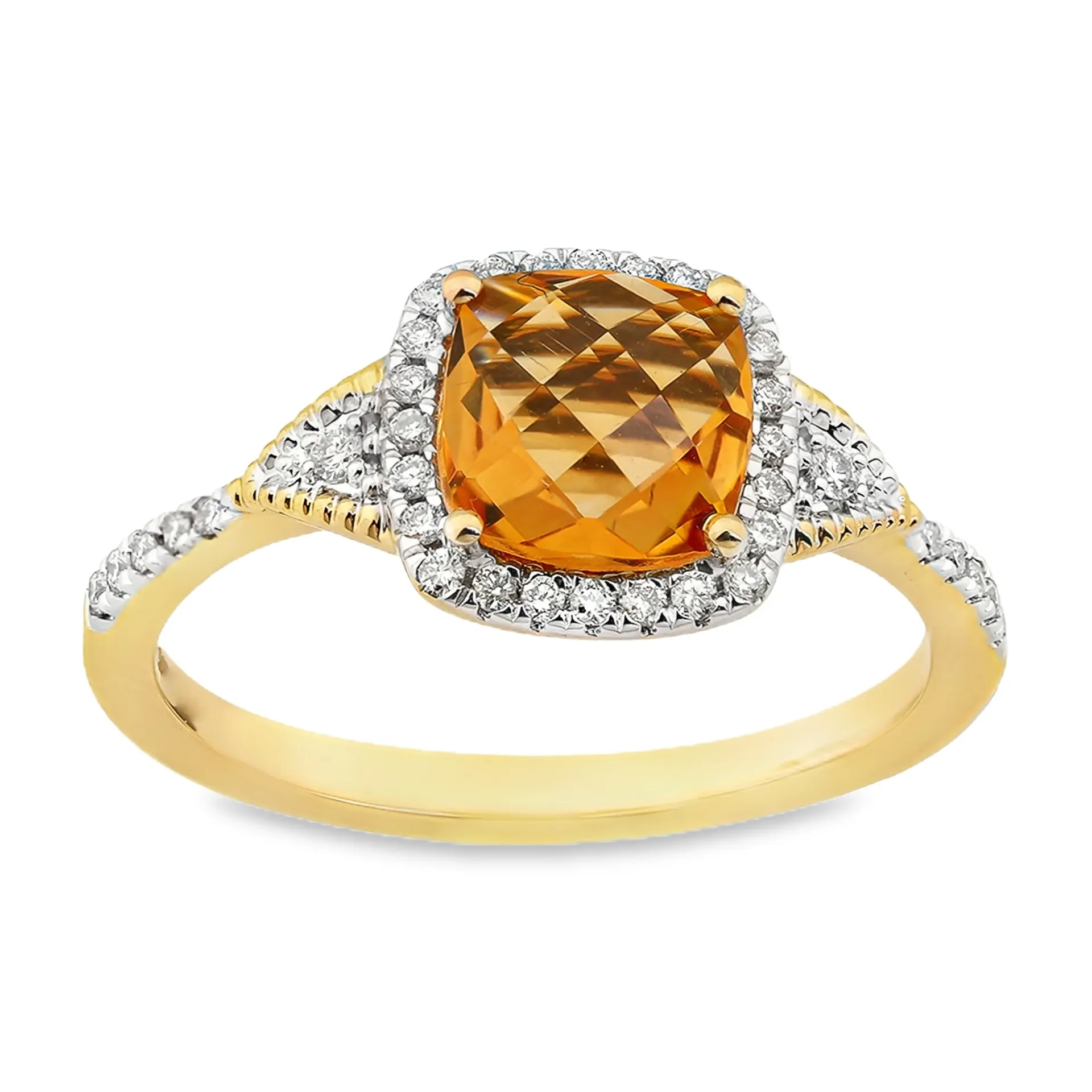 [GRE2483-52] Geelgouden ring met 1,42ct Citrien en 0,17ct Diamant (16,5 / 52)