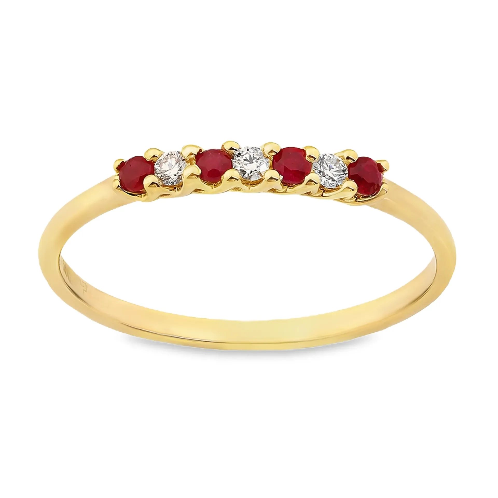 Geelgouden ring met 0,09ct Robijn en 0,06ct Diamant