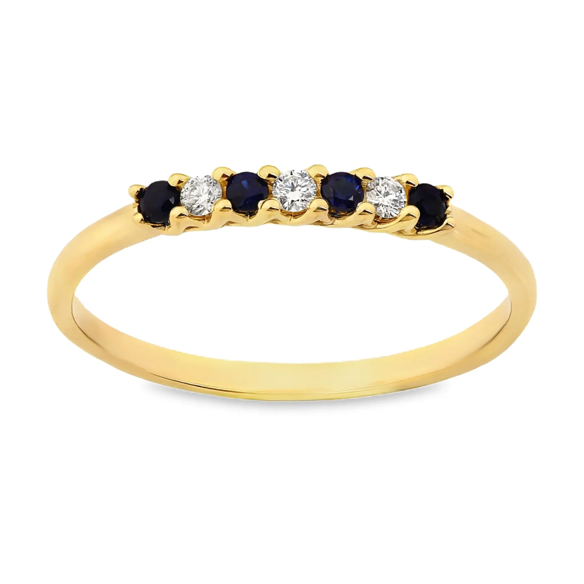 [GRE2478-52] Geelgouden ring met 0,09ct Saffier en 0,06ct Diamant (16,5 / 52)