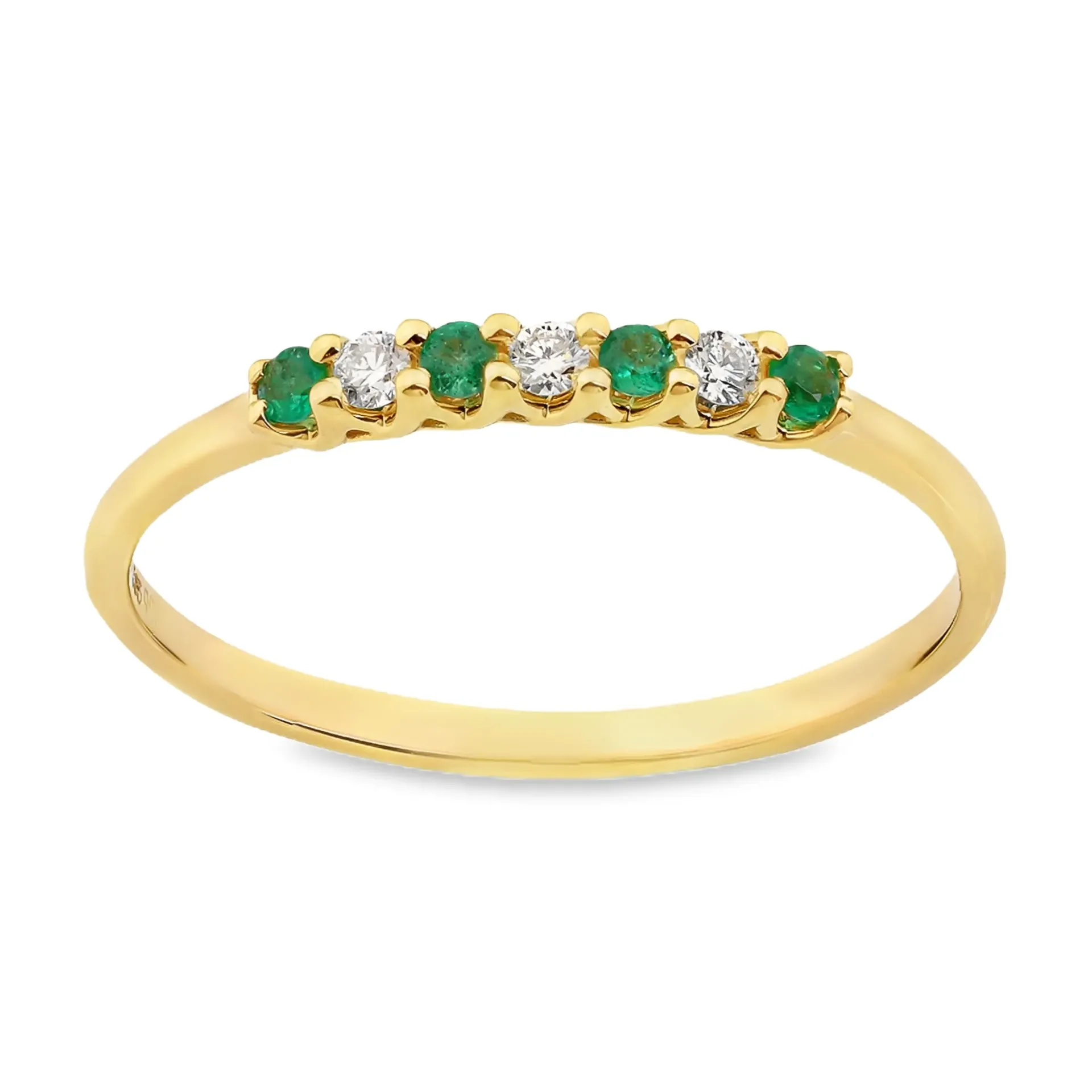 [GRE2482-52] Geelgouden ring met 0,09ct Smaragd en 0,06ct Diamant (16,5 / 52)