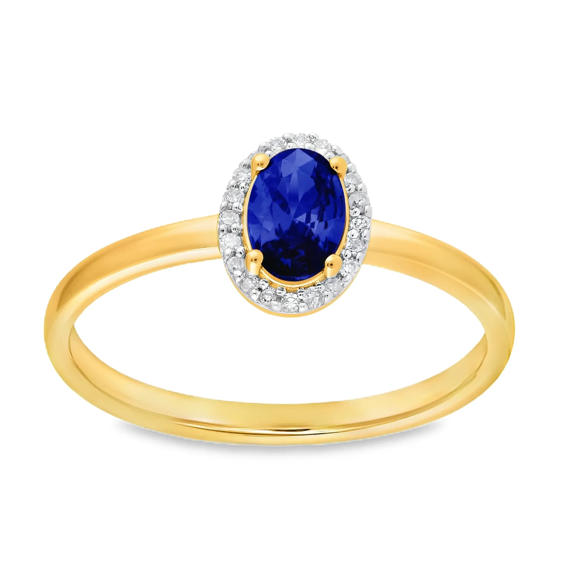 [GRE2451-52] Geelgouden ring met Amethist 6x4mm en 0,06ct Diamant (16,5 / 52)