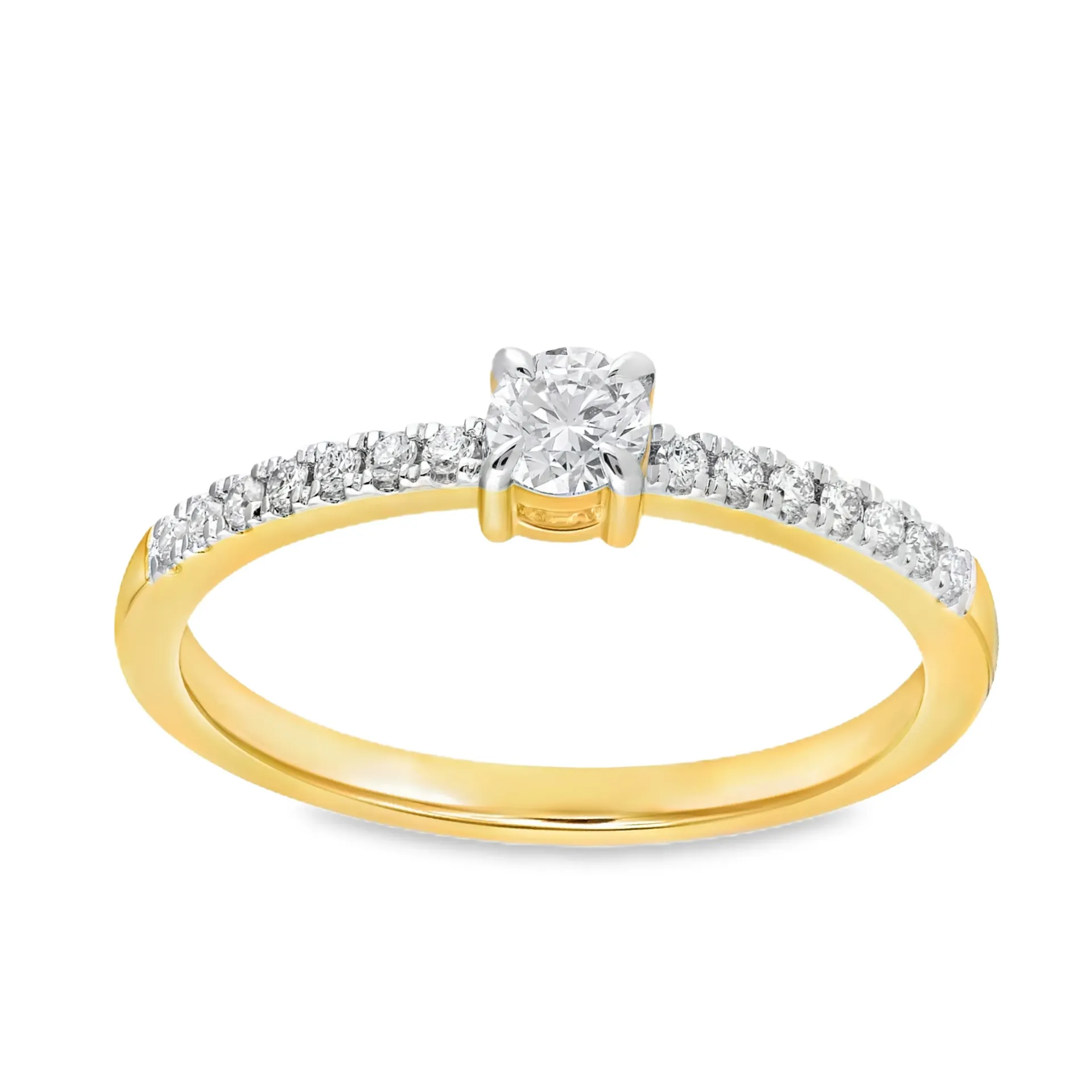 [GRL2446-52] Geelgouden ring met 0,33ct Labgrown diamant (16,5 / 52)