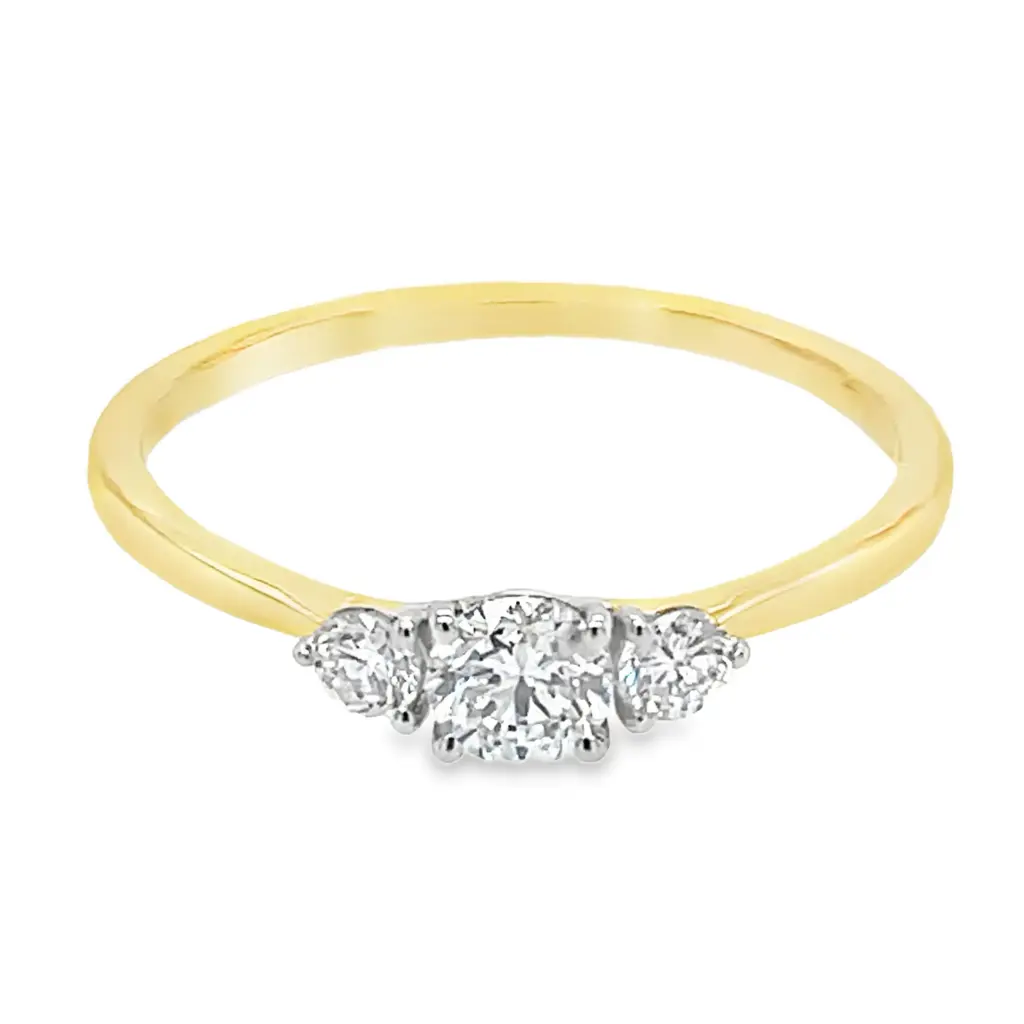 [GRL2449-52] Geelgouden ring met 0,40ct Labgrown diamant (16,5 / 52)