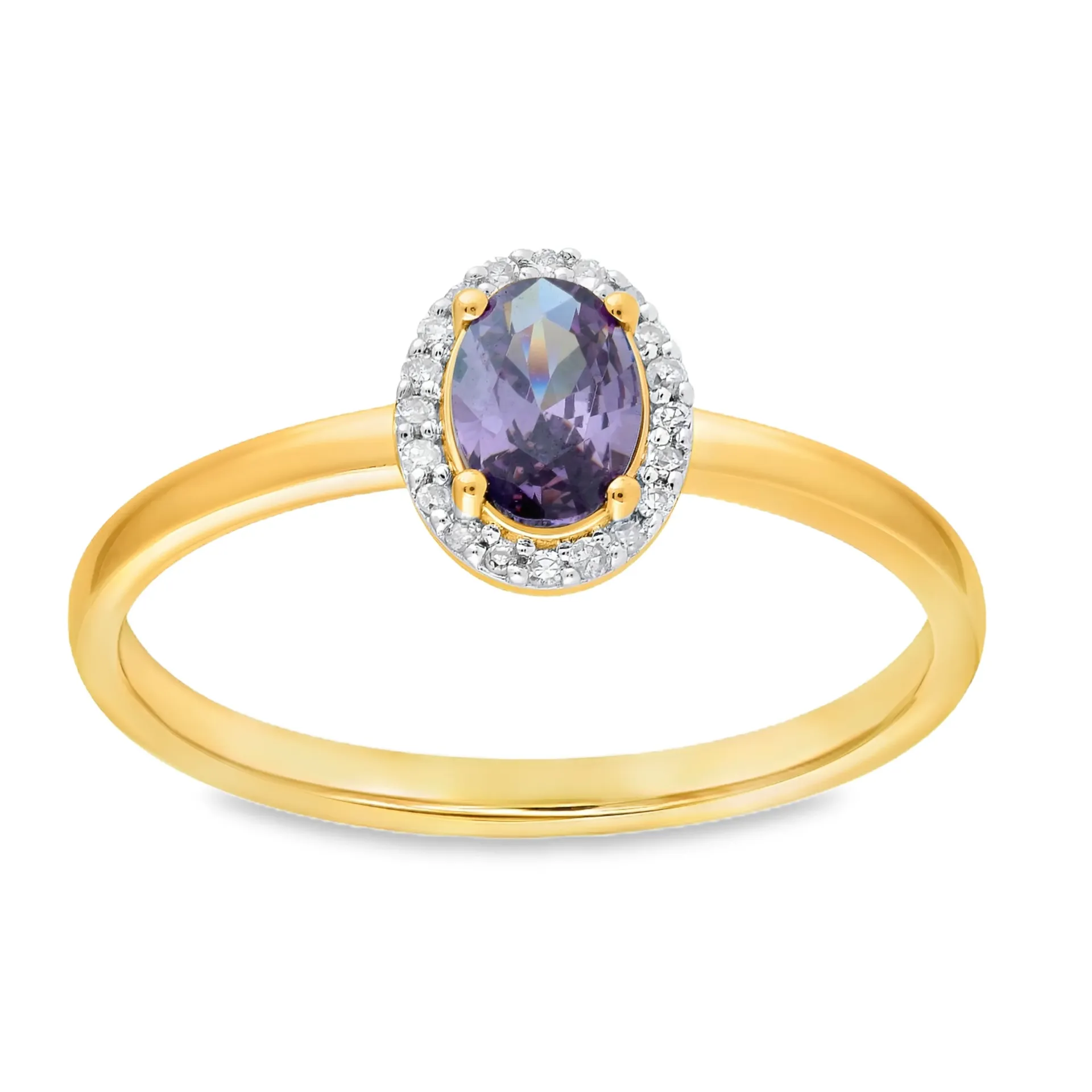 [GRE2452-52] Geelgouden ring met Tanzaniet 6x4mm en 0,06ct Diamant (16,5 / 52)