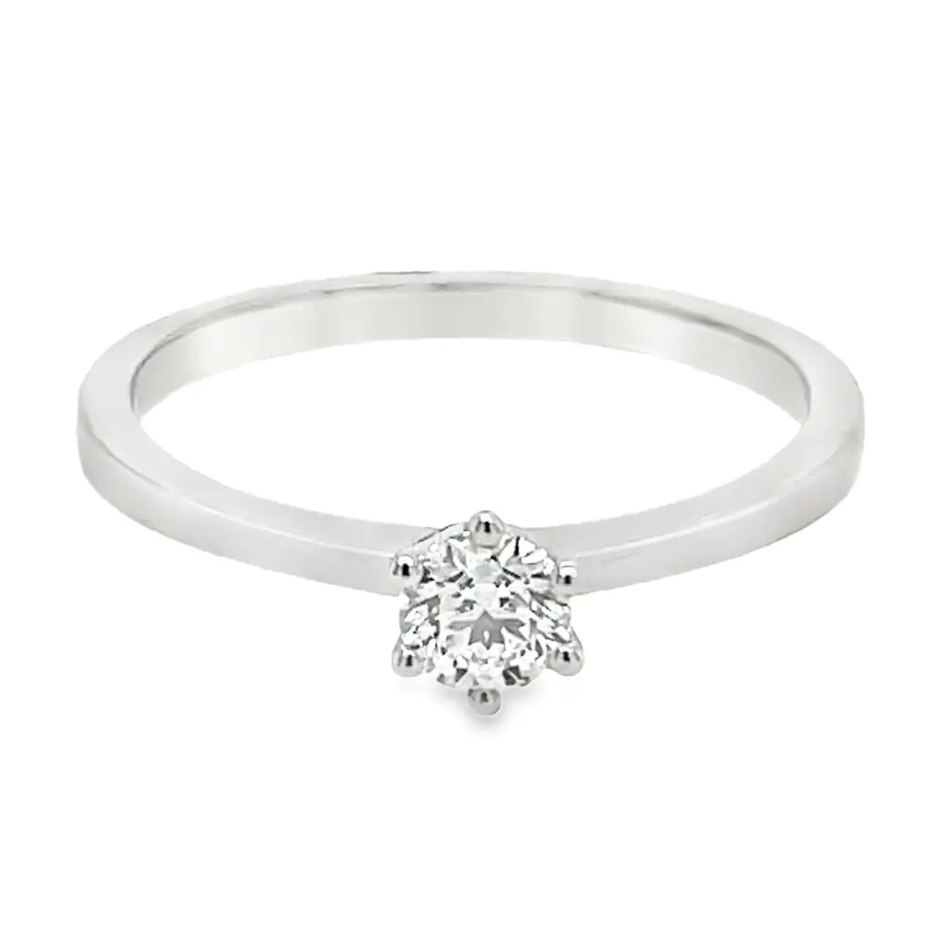 [WRE2380-52] Witgouden Solitairring met 0,30ct Diamant (16,5 / 52)