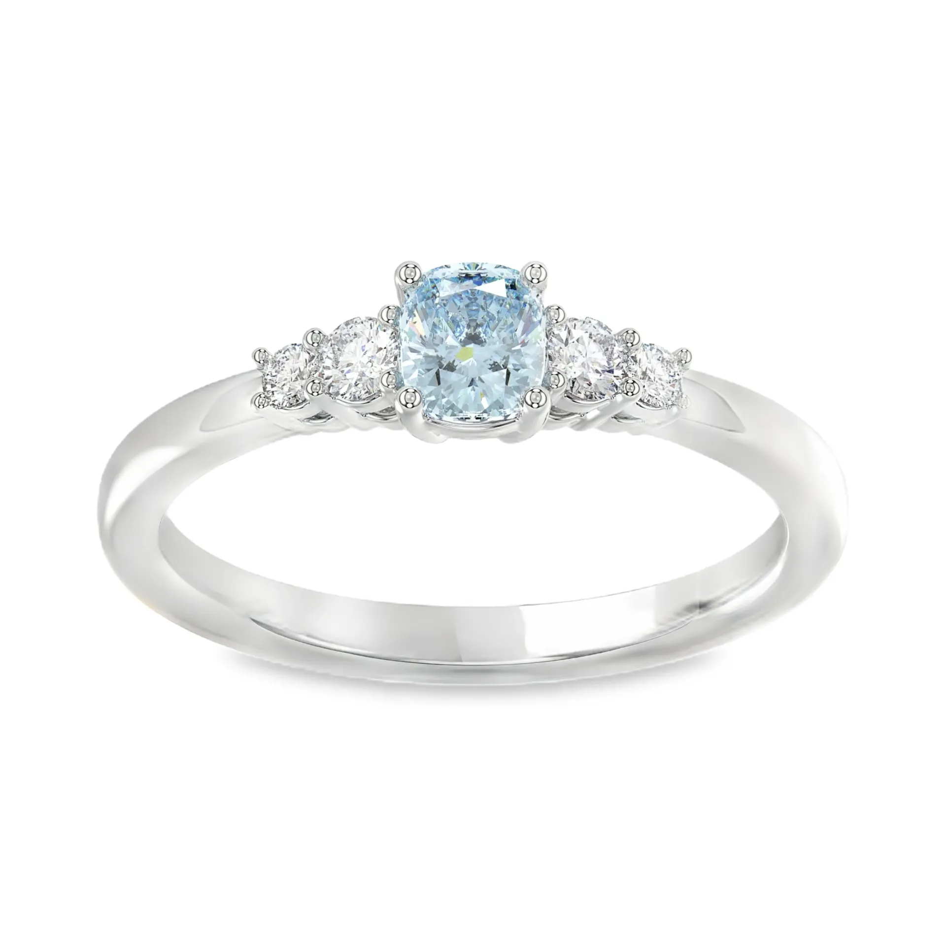 Witgouden ring 0,65ct blauwe Labgrown diamant