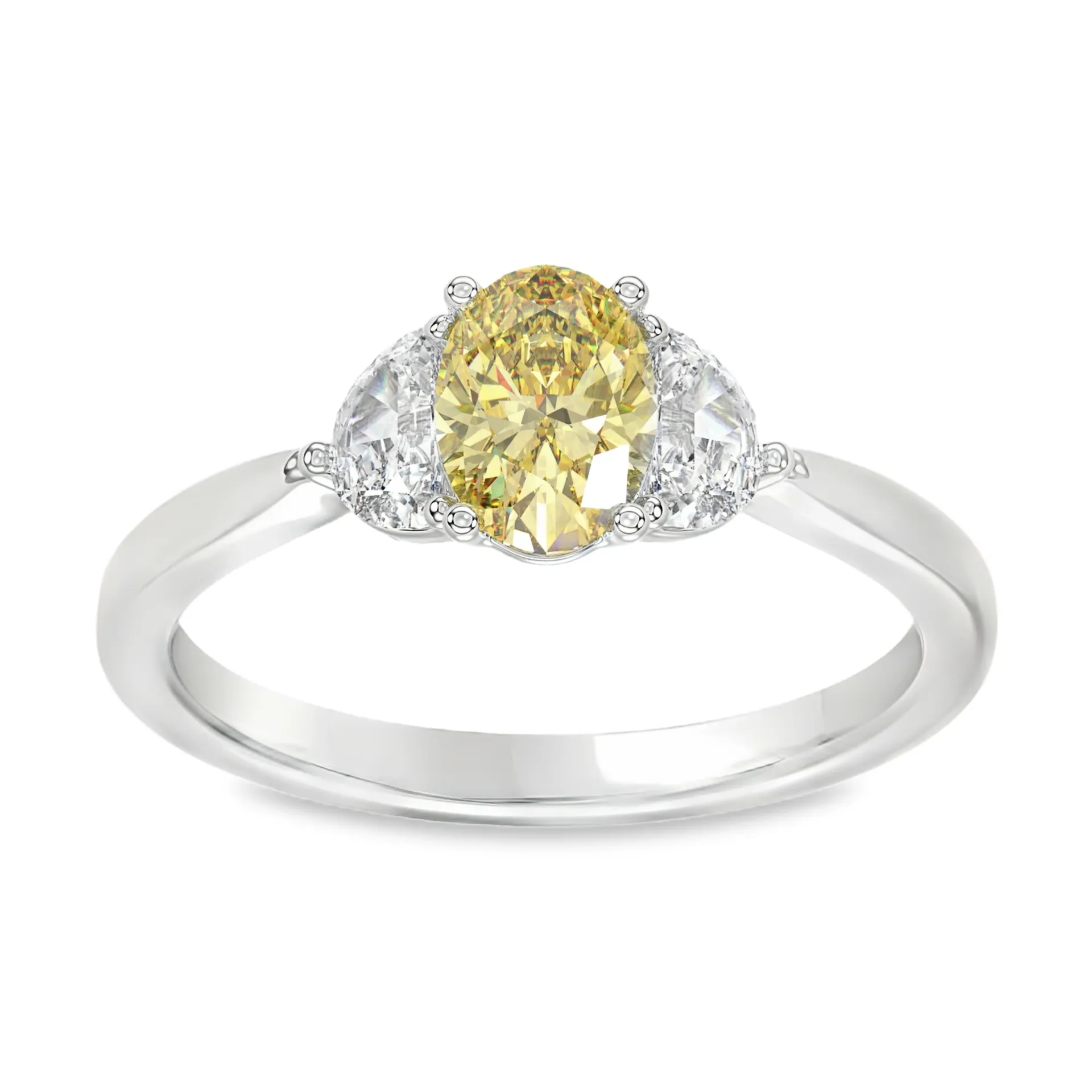 Witgouden ring met gele Labgrown diamant – totaal 1,65ct