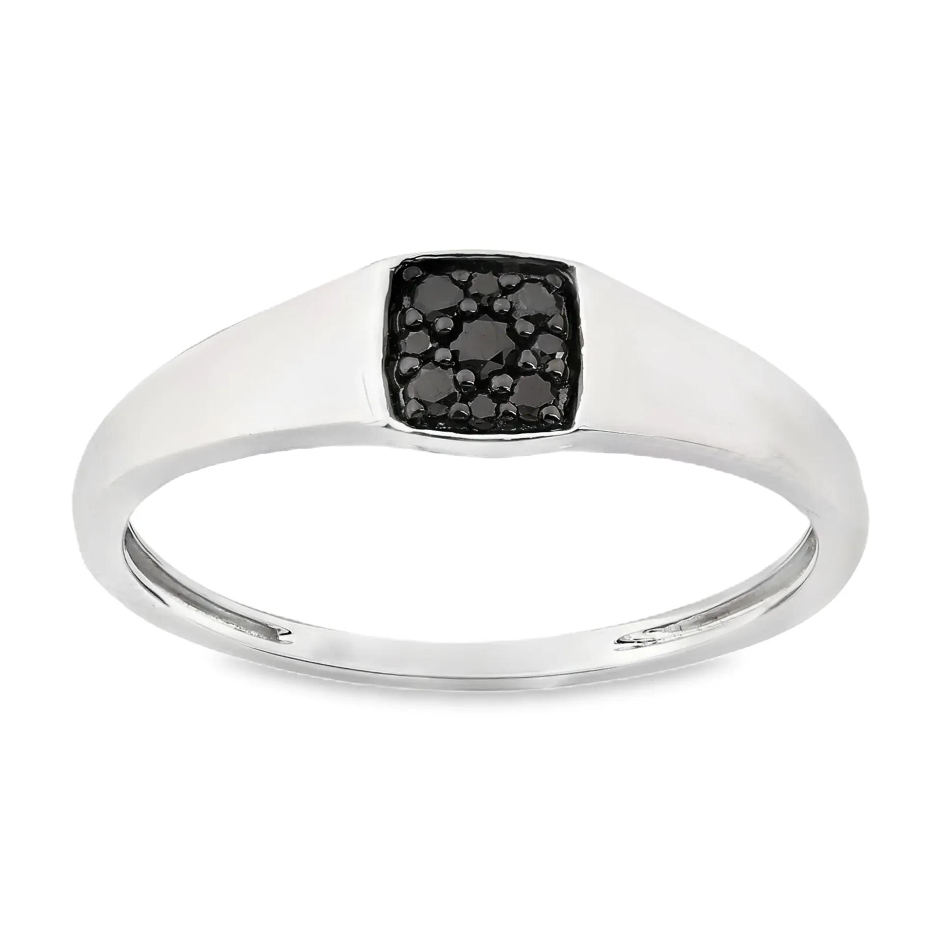 [WRE2479-52] Witgouden ring met 0,10ct Zwarte diamant (16,5 / 52)