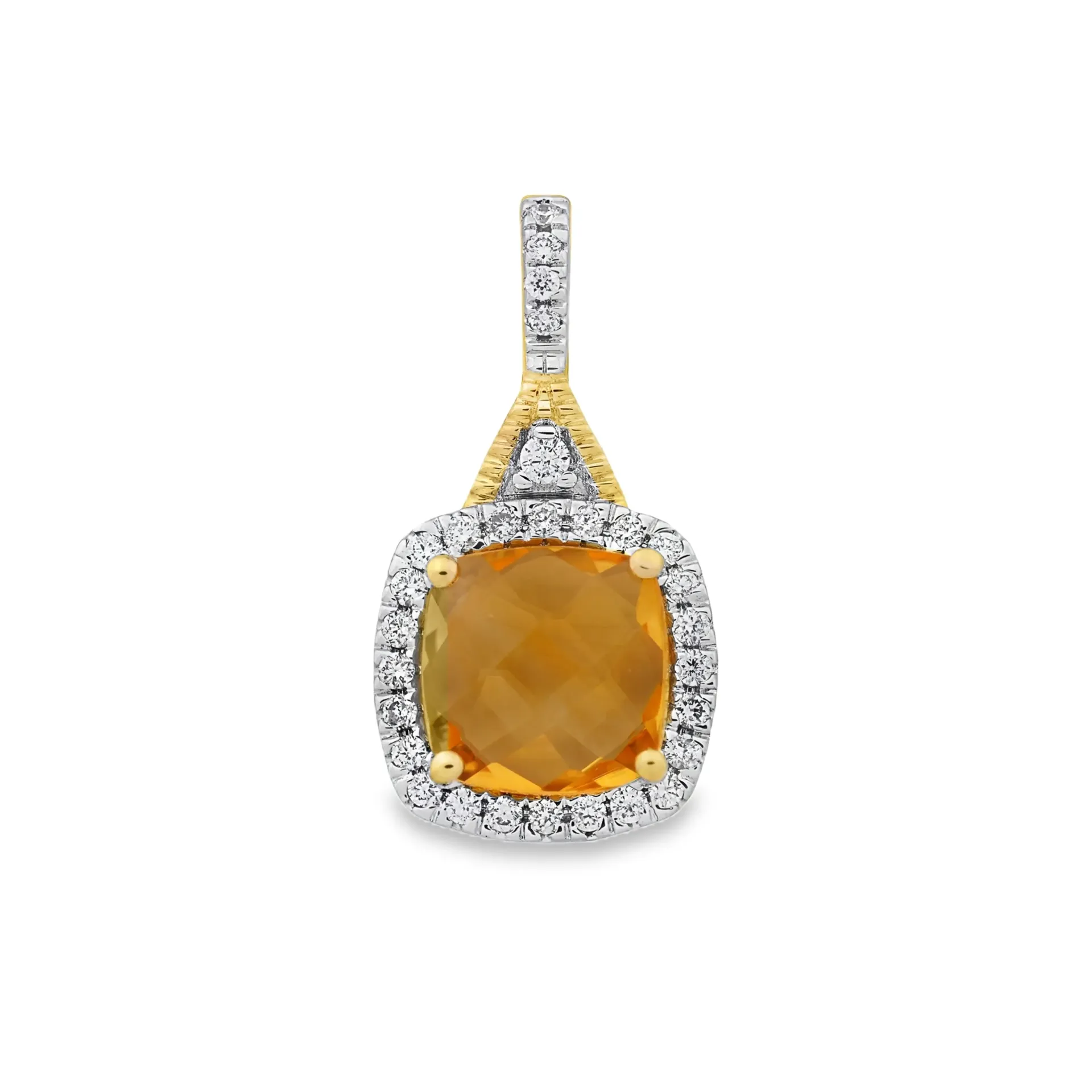 [GHE2483] Geelgouden hanger met 1,11ct Citrien en 0,14ct Diamant