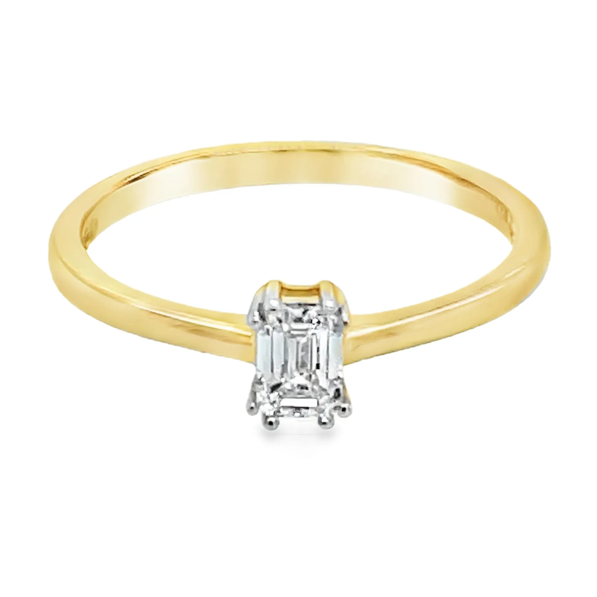 Geelgouden solitairring met 0,25ct Labgrown diamant