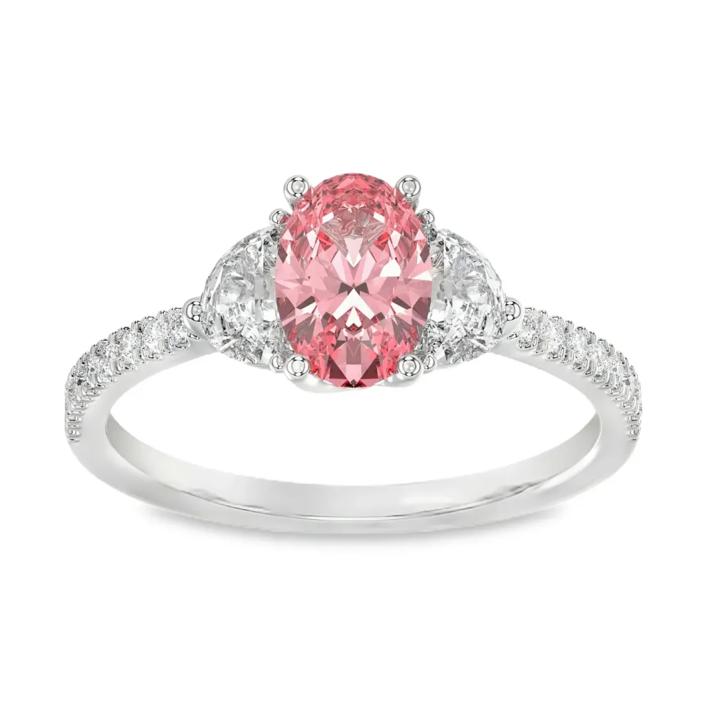[WRL2639-52] Witgouden ring met roze Labgrown diamant – totaal 1,75ct (16,5 / 52)