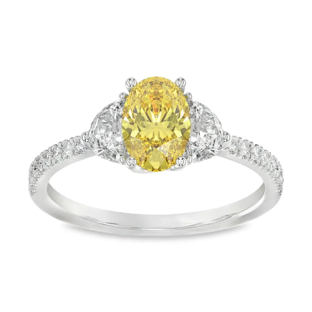 [WRL2640-52] Witgouden ring met gele Labgrown diamant – totaal 1,75ct (16,5 / 52)