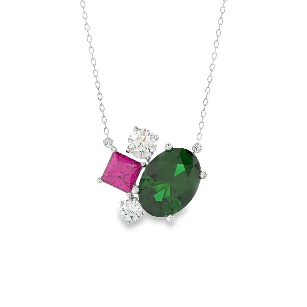 [WCL2495] Witgouden collier met 1,70ct gekleurde Labgrown diamant