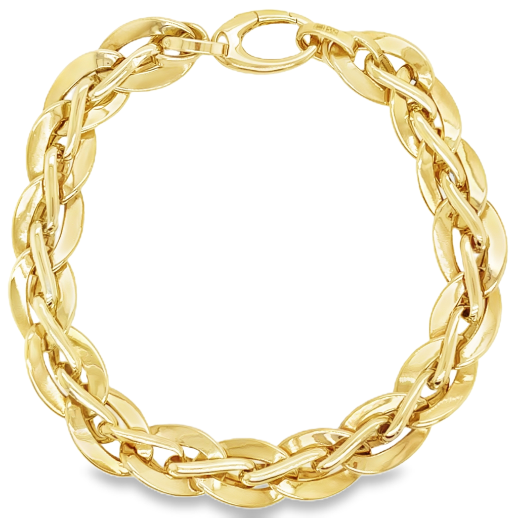 Geelgouden armband Fantasie 10mm breed