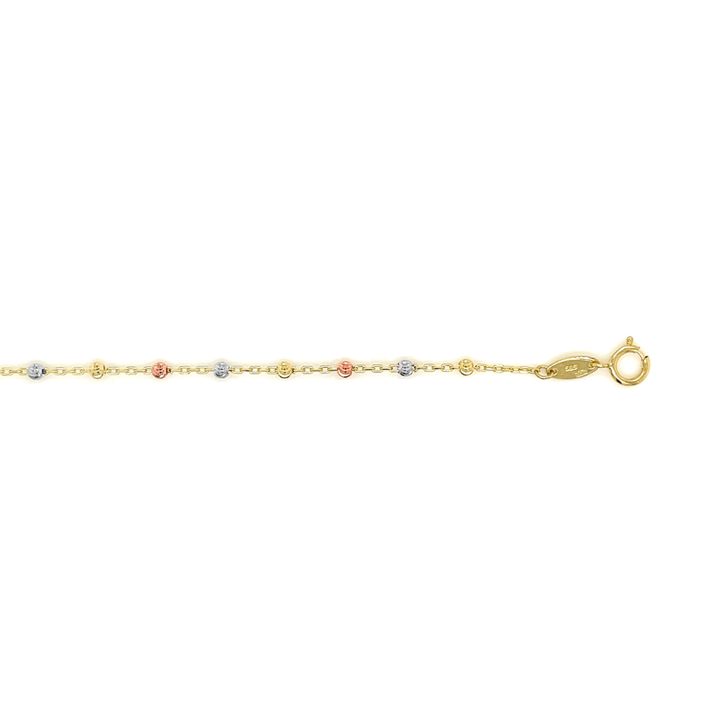 Tricolor gouden armband Ankerschakel met Bolletjes