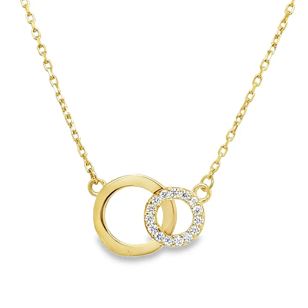 Geelgouden collier Fantasie met Zirkonia