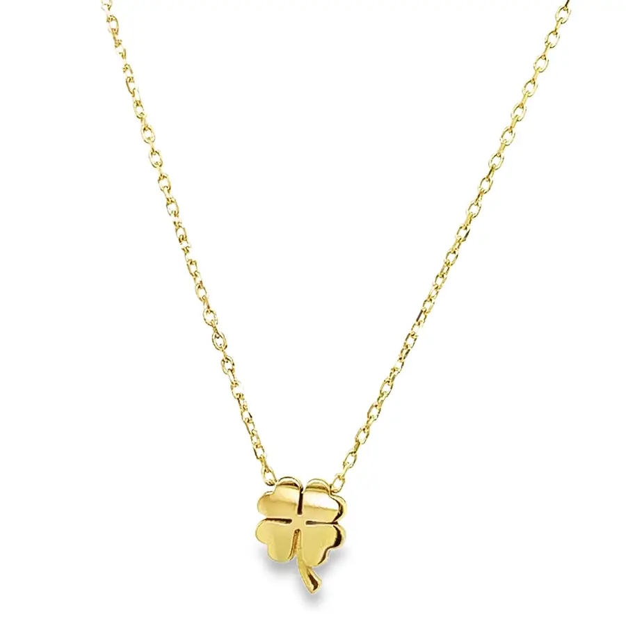 Geelgouden collier met Klaver hanger