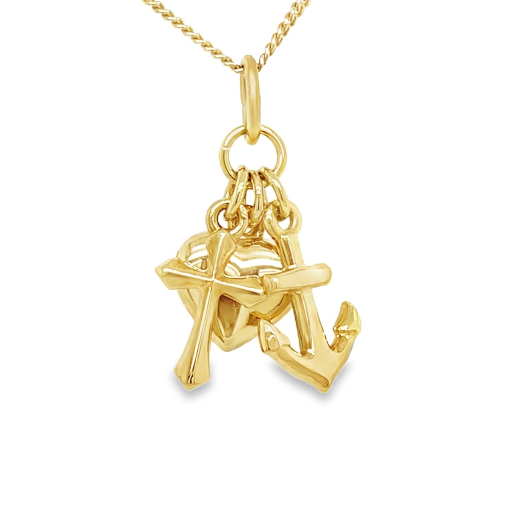 Geelgouden hanger Geloof, Hoop & Liefde Medium (maat)