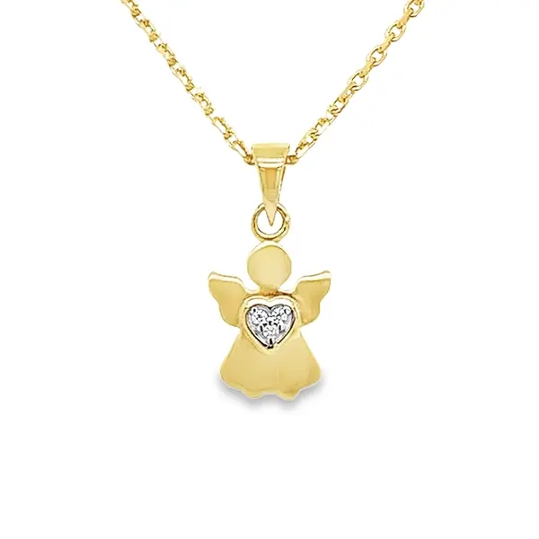 Geelgouden hanger Engeltje met Zirkonia steen