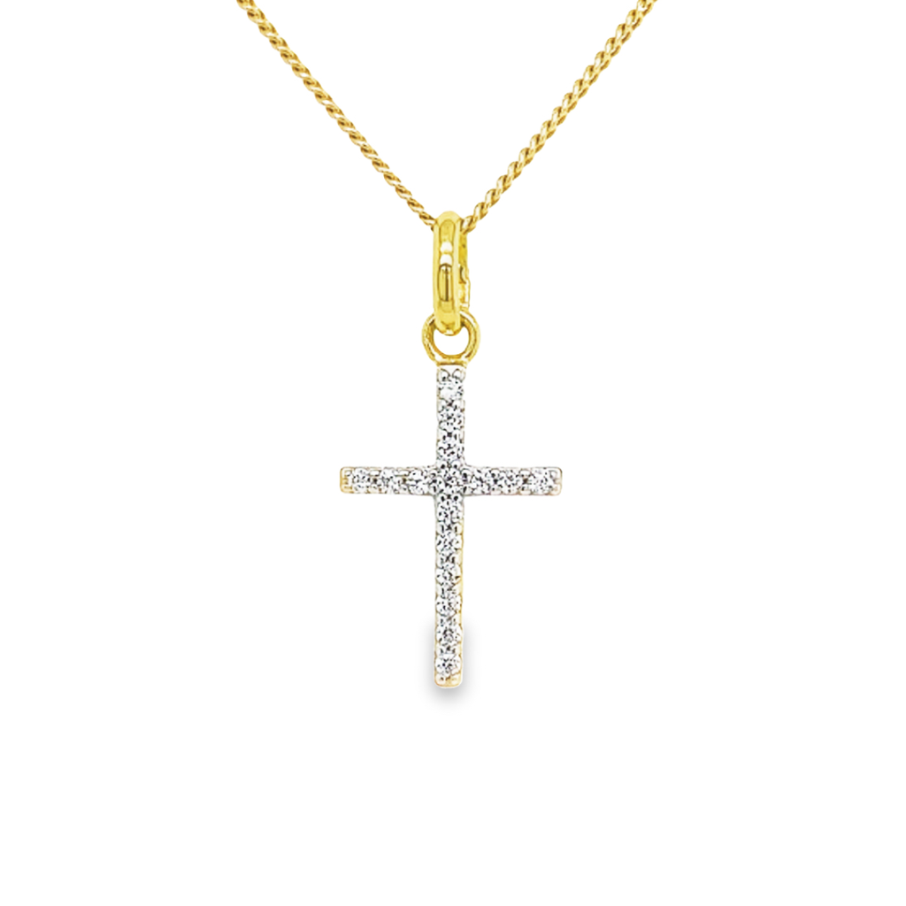 Geelgouden hanger Kruis met Zirkonia