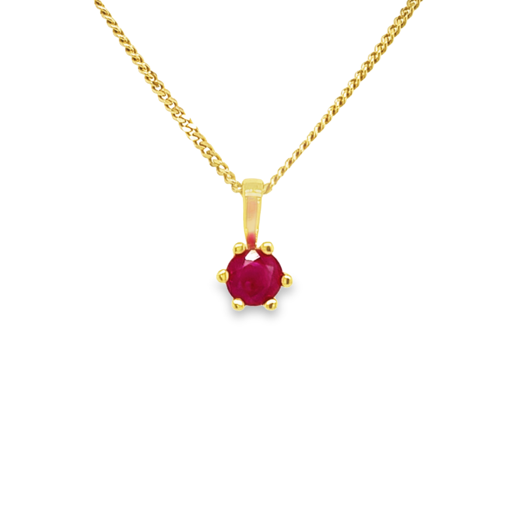 Geelgouden hanger met Robijn