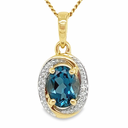 Bicolor gouden hanger met London Blue Topaas en Diamant