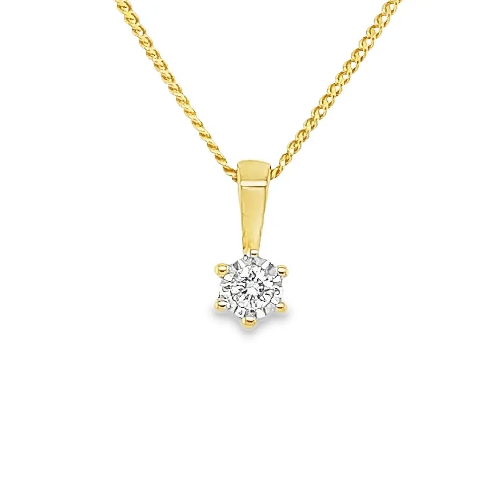 [GHE1542] Yellow Gold Illusion Pendant with Diamond 0.05 carats