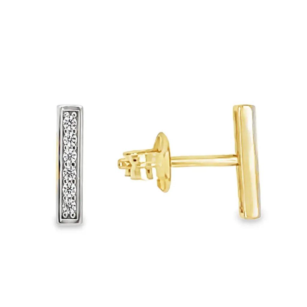 Bicolor gouden oorknoppen met Zirkonia stenen