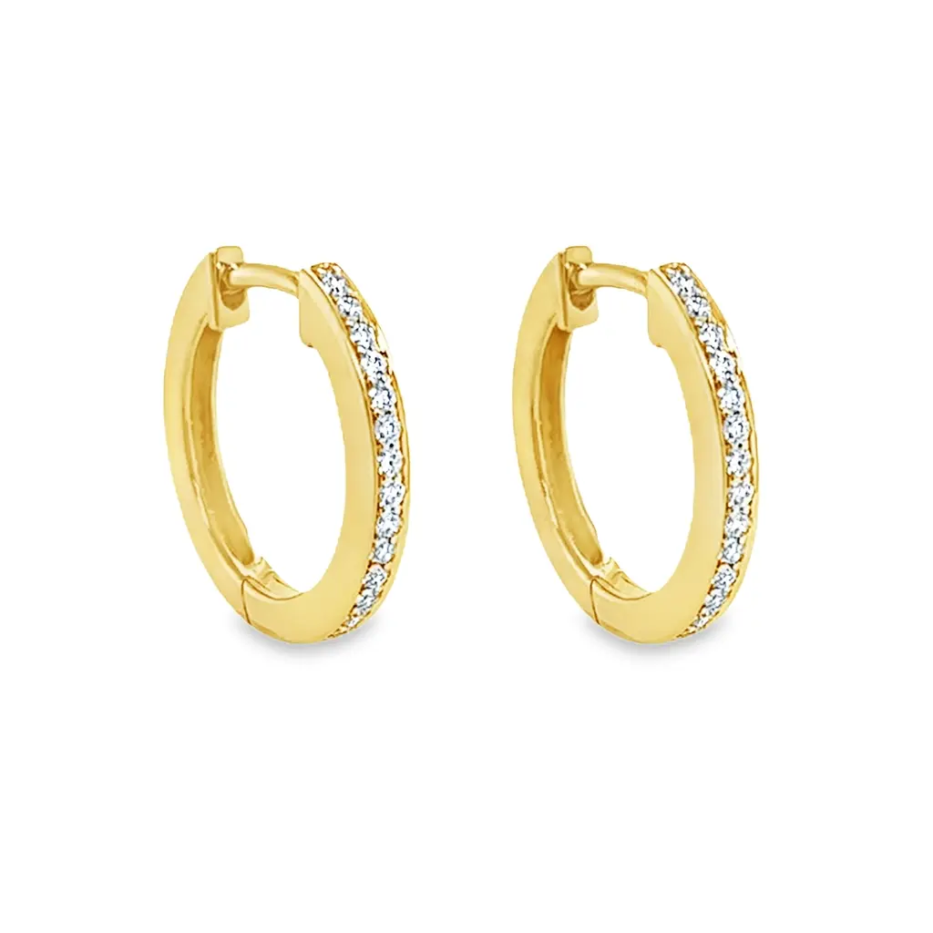 [GOE0995] Yellow gold Row Diamond Earrings 0.15 carats