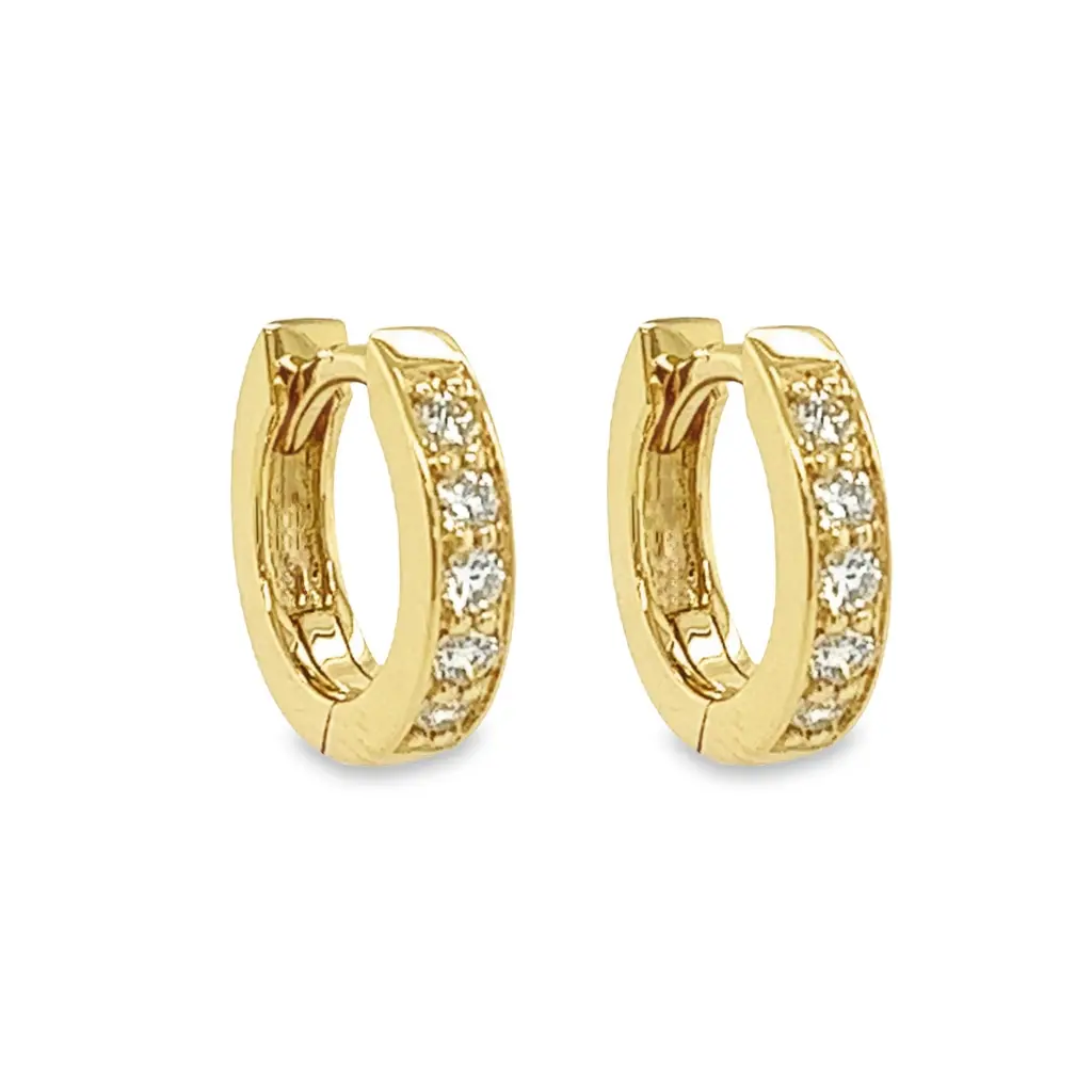 Geelgouden Klapoorringen met 0,20ct Diamant