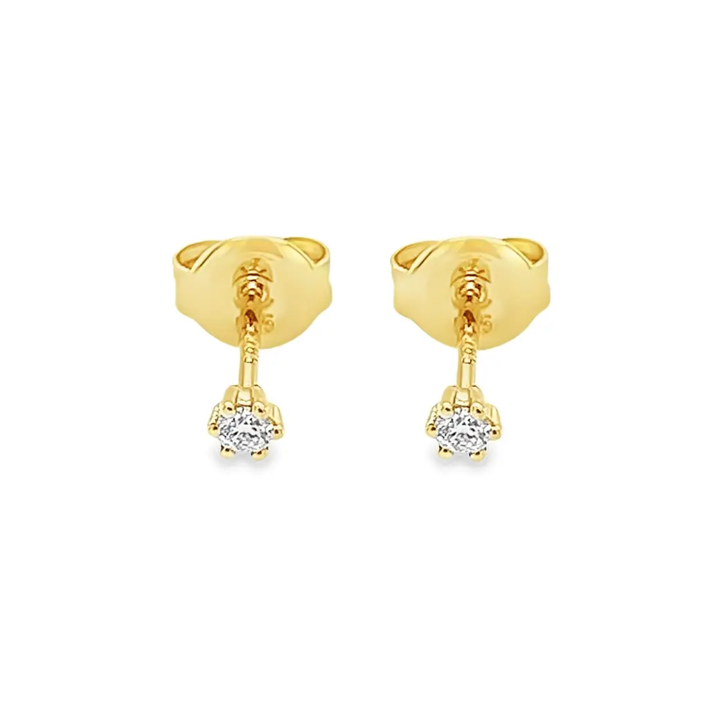 [GOE1547] Yellow gold ear studs with Diamond 0.06 carats