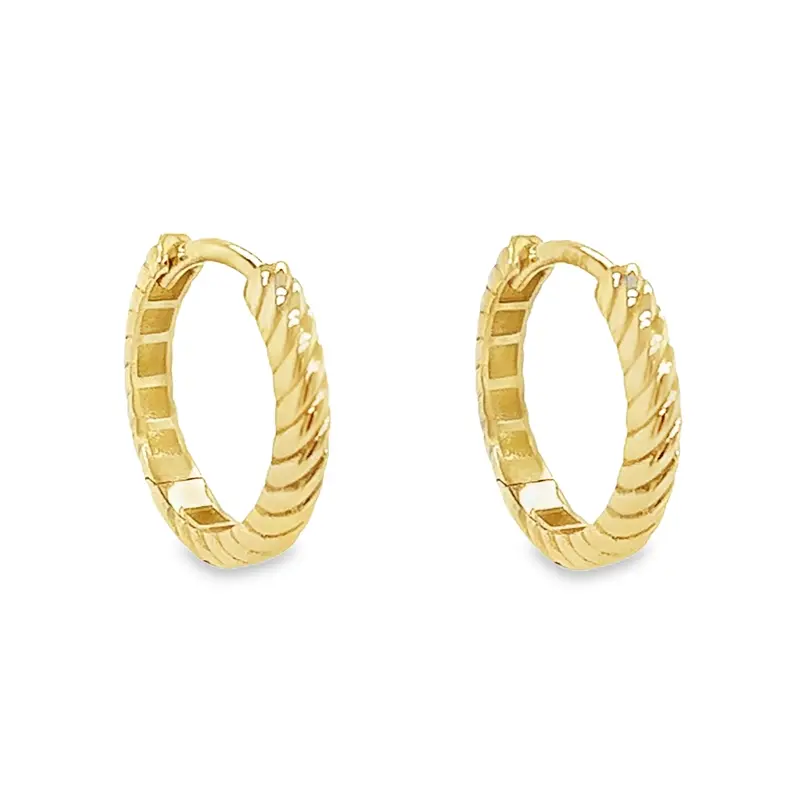 Geelgouden oorringen Fantasie bewerkt 15 x 2,6mm