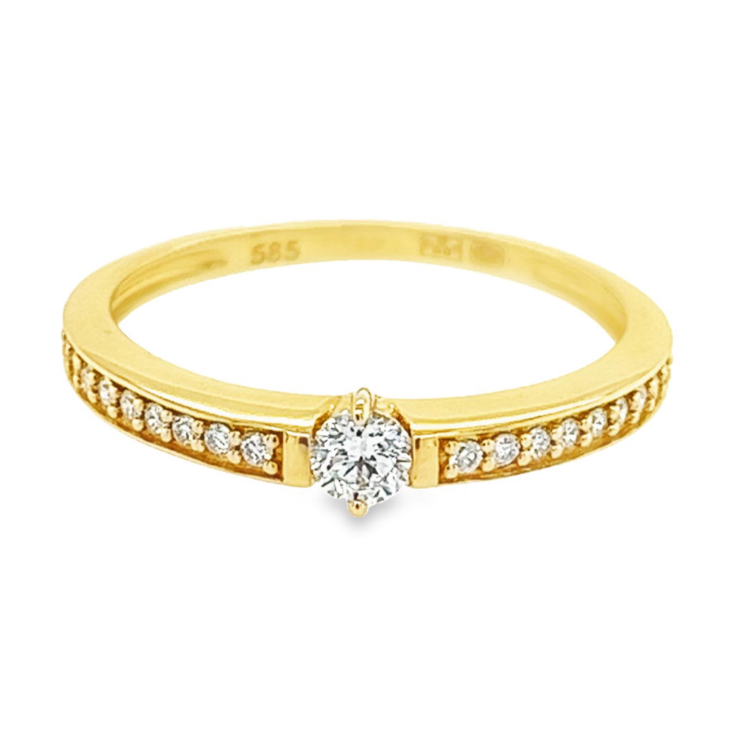 Geelgouden ring met Diamant 0,22 karaat