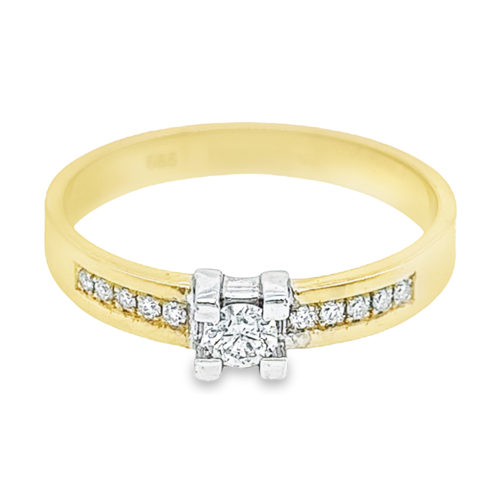 Bicolor gouden ring met Diamant 0,23 karaat