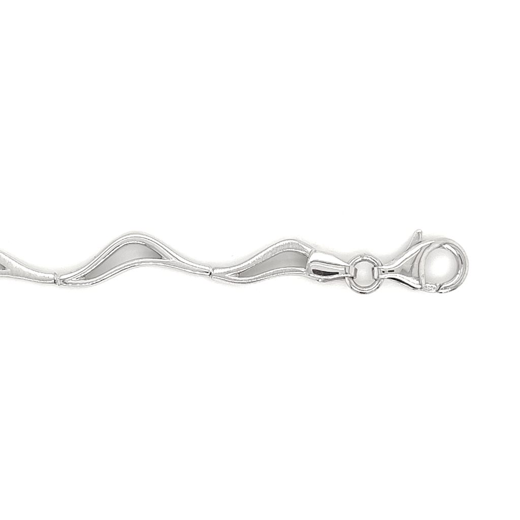 Zilveren mat/glans schakel armband 19 cm