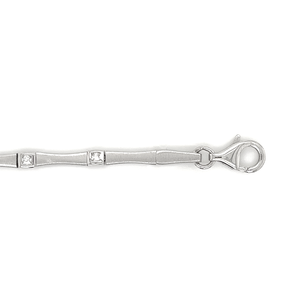 Zilveren mat/glans schakel armband met zirkonia's WRSM