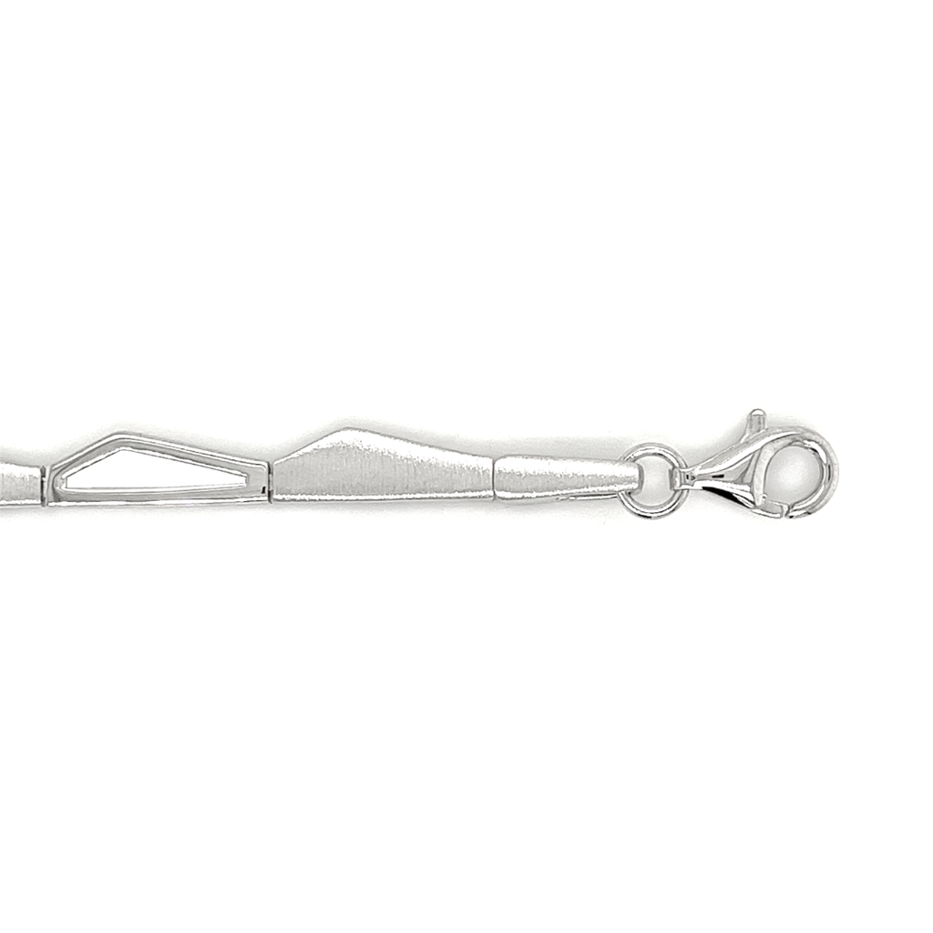 Zilveren mat/glans schakel armband