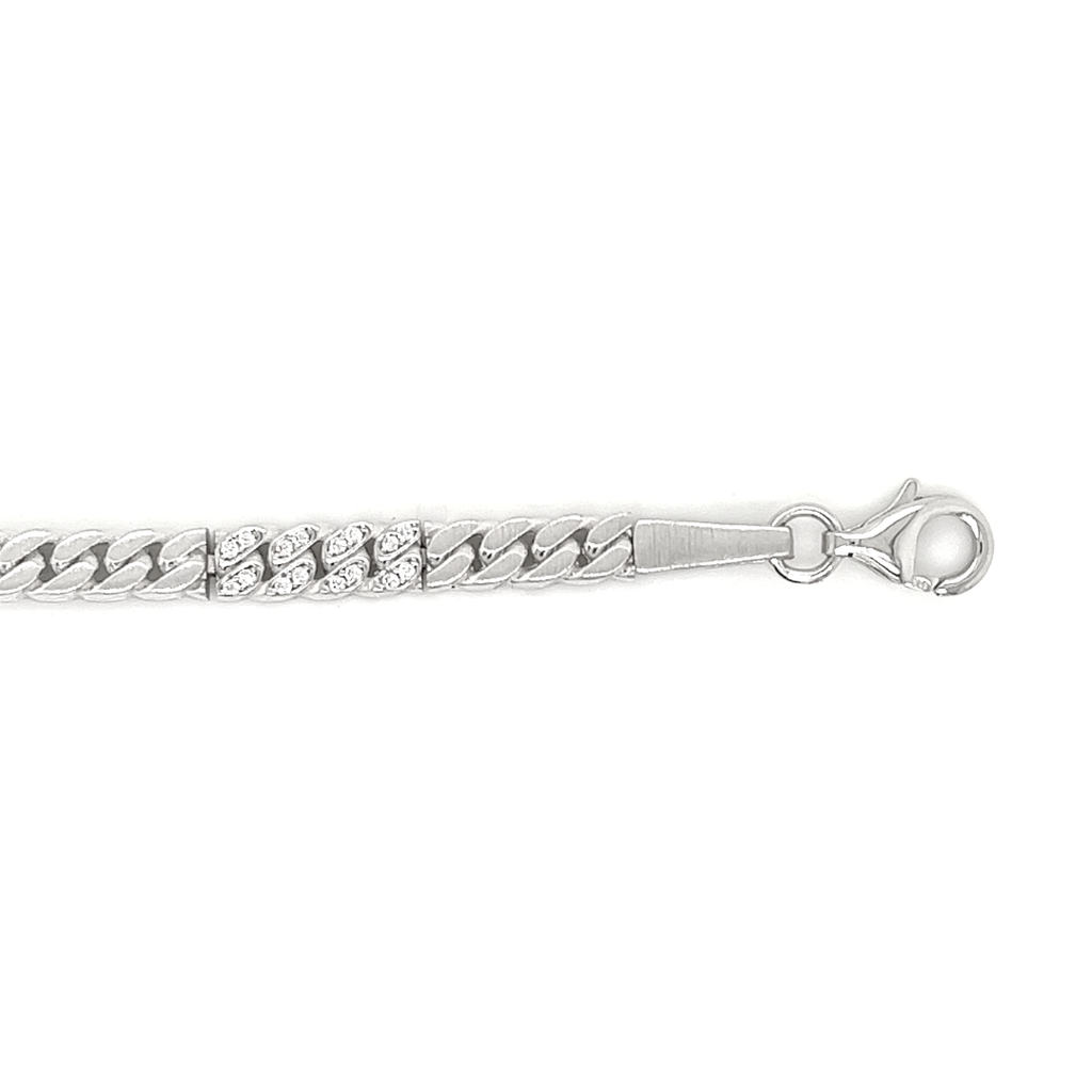 Zilveren armband  Mat/ Glans met Zirkonia stenen